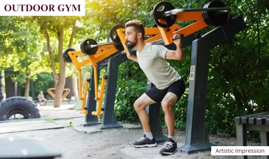Modern Outdoor Gym and fitness Station at Mantra One Residences Burgundy