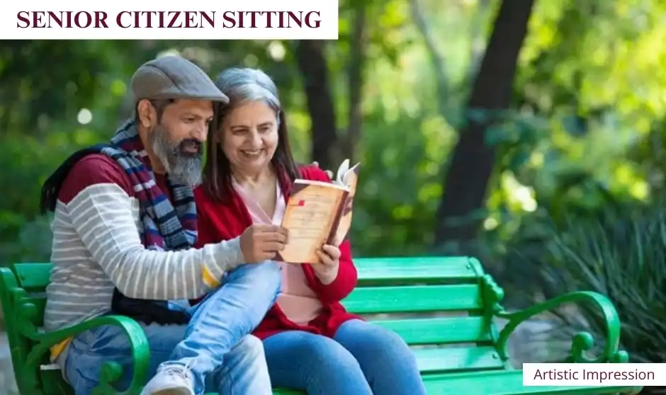 Seniro Citizen Sitting Area at Mantra One Residences Burgundy Magarpatta